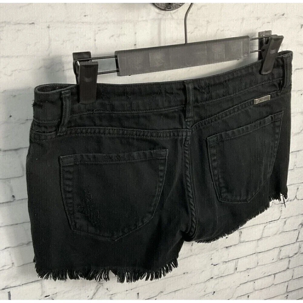 KanCan Womens Black Distressed Cutoff Shorts Cotton Pockets Size S T2